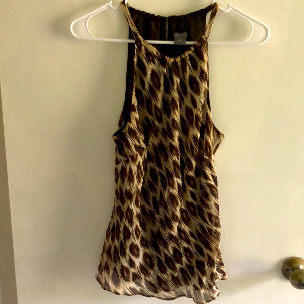 Ann Taylor animal print spaghetti strap blouse